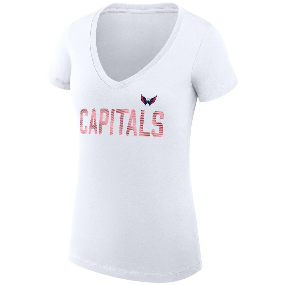 Washington Capitals G-III 4Her by Carl Banks Women's Super-Slim Fit Lightweight Dot Print Team V-Neck T-Shirt Outlet