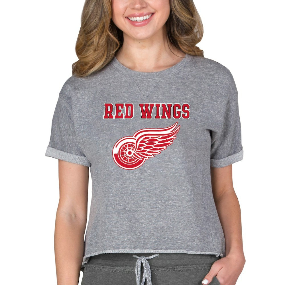 Detroit Red Wings Concepts Sport Women's Tri-Blend Mainstream Terry Short Sleeve Sweatshirt Top Discount