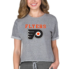 Philadelphia Flyers Concepts Sport Women's Tri-Blend Mainstream Terry Short Sleeve Sweatshirt Top For Sale