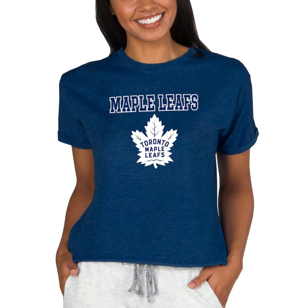 Toronto Maple Leafs Concepts Sport Women's Tri-Blend Mainstream Terry Short Sleeve Sweatshirt Top On Sale