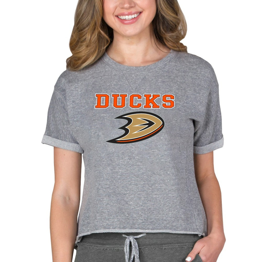 Anaheim Ducks Concepts Sport Women's Tri-Blend Mainstream Terry Short Sleeve Sweatshirt Top On Sale