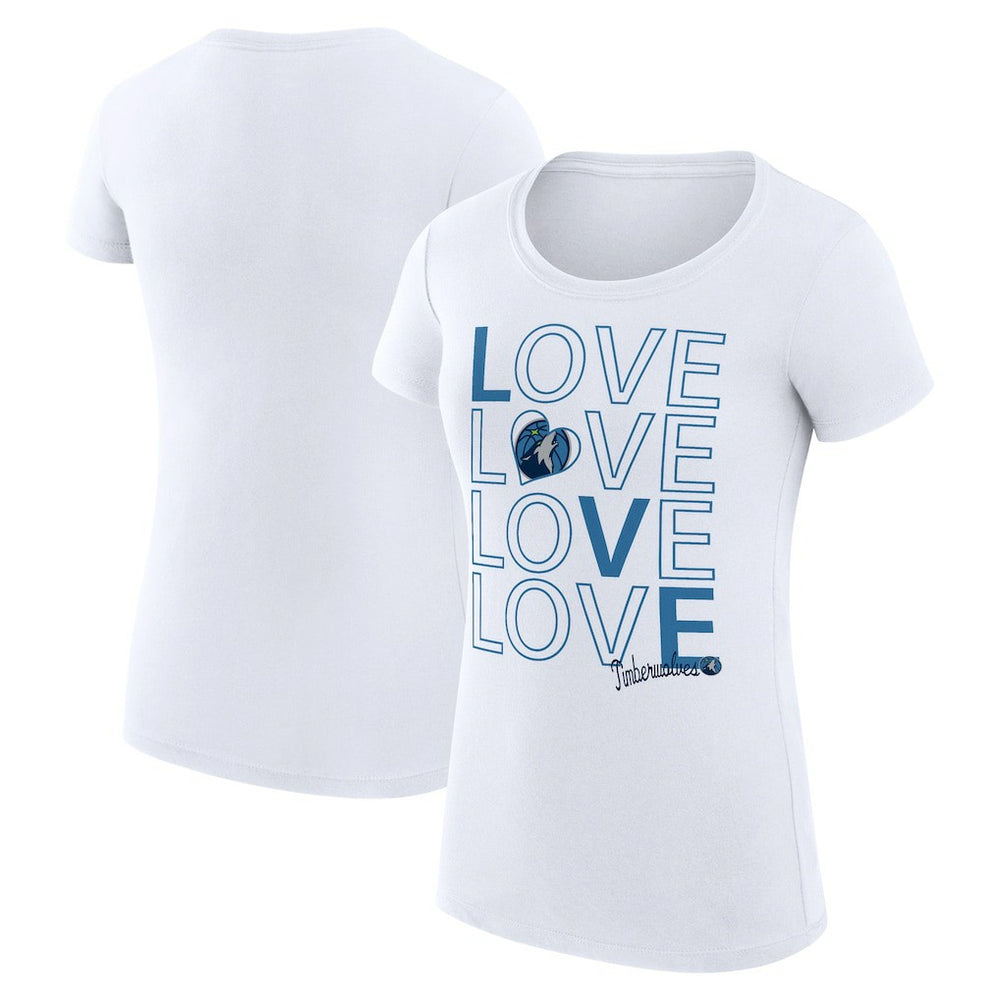 Minnesota Timberwolves G-III 4Her by Carl Banks Women's Super-Slim Fit Lightweight Basketball Love T-Shirt On Sale