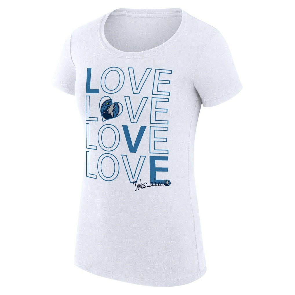 Minnesota Timberwolves G-III 4Her by Carl Banks Women's Super-Slim Fit Lightweight Basketball Love T-Shirt On Sale