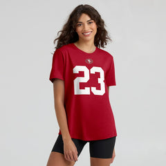 San Francisco 49ers Nike Christian McCaffrey  Women's Player Name & Number T-Shirt