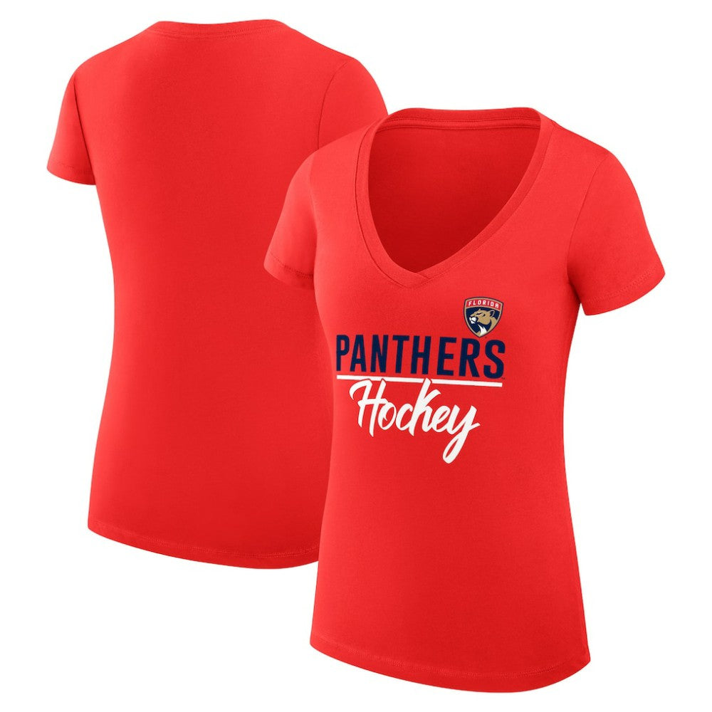 Florida Panthers G-III 4Her by Carl Banks Women's Super-Slim Fit Lightweight Graphic V-Neck T-Shirt Outlet