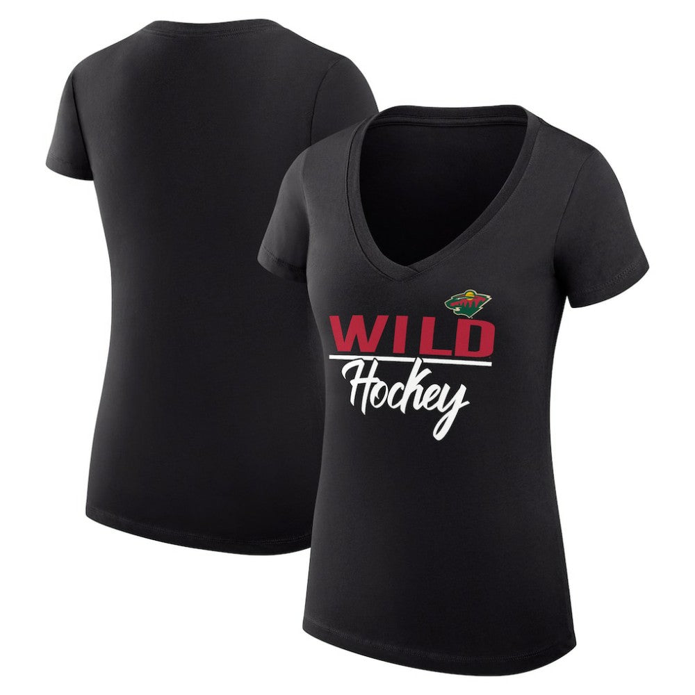 Minnesota Wild G-III 4Her by Carl Banks Women's Super-Slim Fit Lightweight Graphic V-Neck T-Shirt Outlet