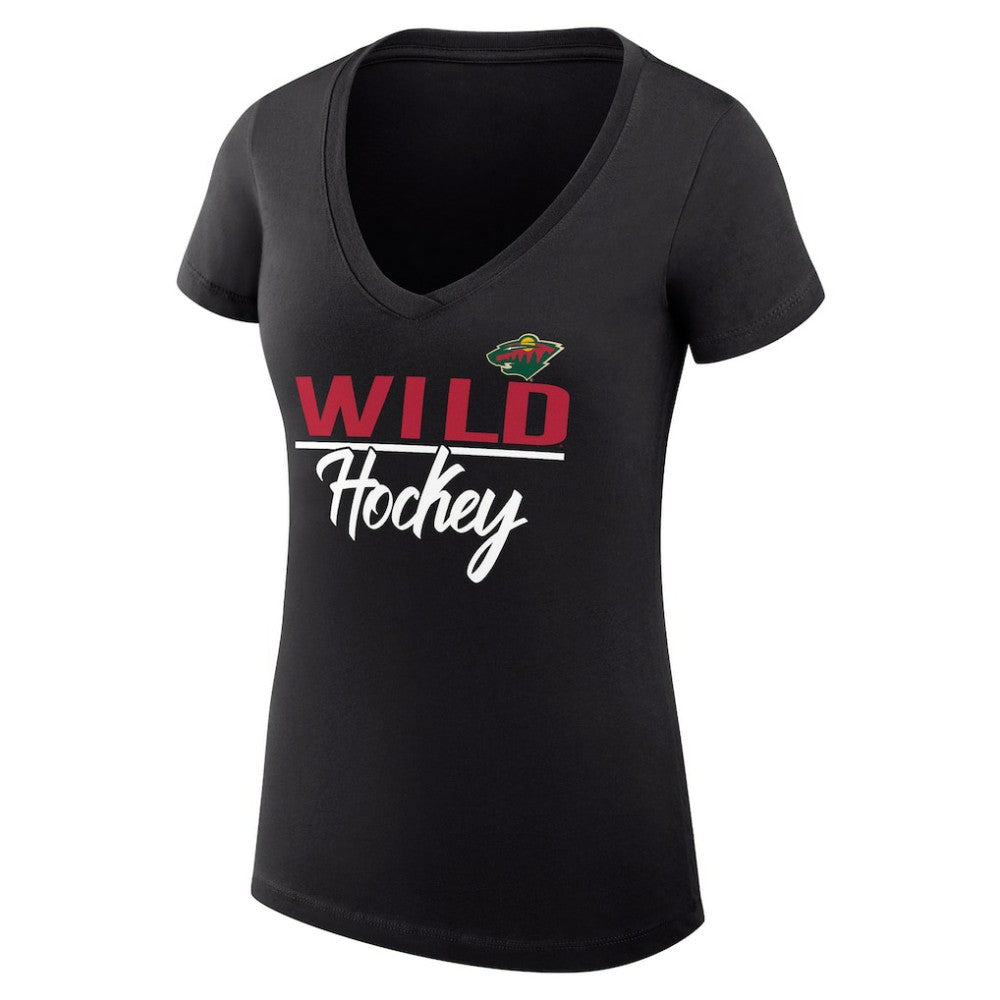 Minnesota Wild G-III 4Her by Carl Banks Women's Super-Slim Fit Lightweight Graphic V-Neck T-Shirt Outlet