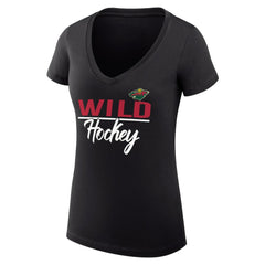Minnesota Wild G-III 4Her by Carl Banks Women's Super-Slim Fit Lightweight Graphic V-Neck T-Shirt Outlet