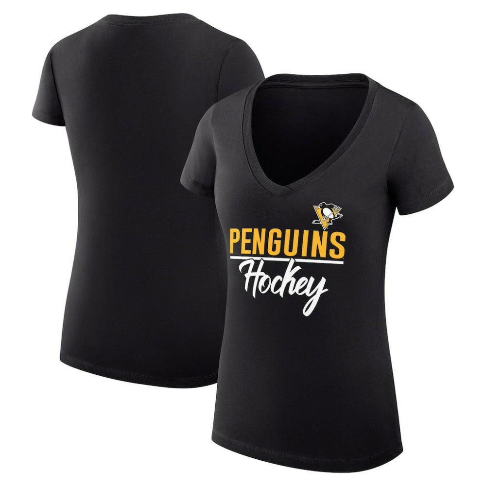 Pittsburgh Penguins G-III 4Her by Carl Banks Women's Super-Slim Fit Lightweight Graphic V-Neck T-Shirt Discount