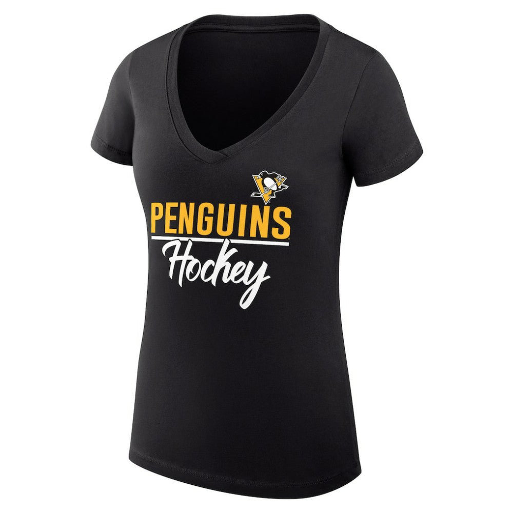 Pittsburgh Penguins G-III 4Her by Carl Banks Women's Super-Slim Fit Lightweight Graphic V-Neck T-Shirt Discount