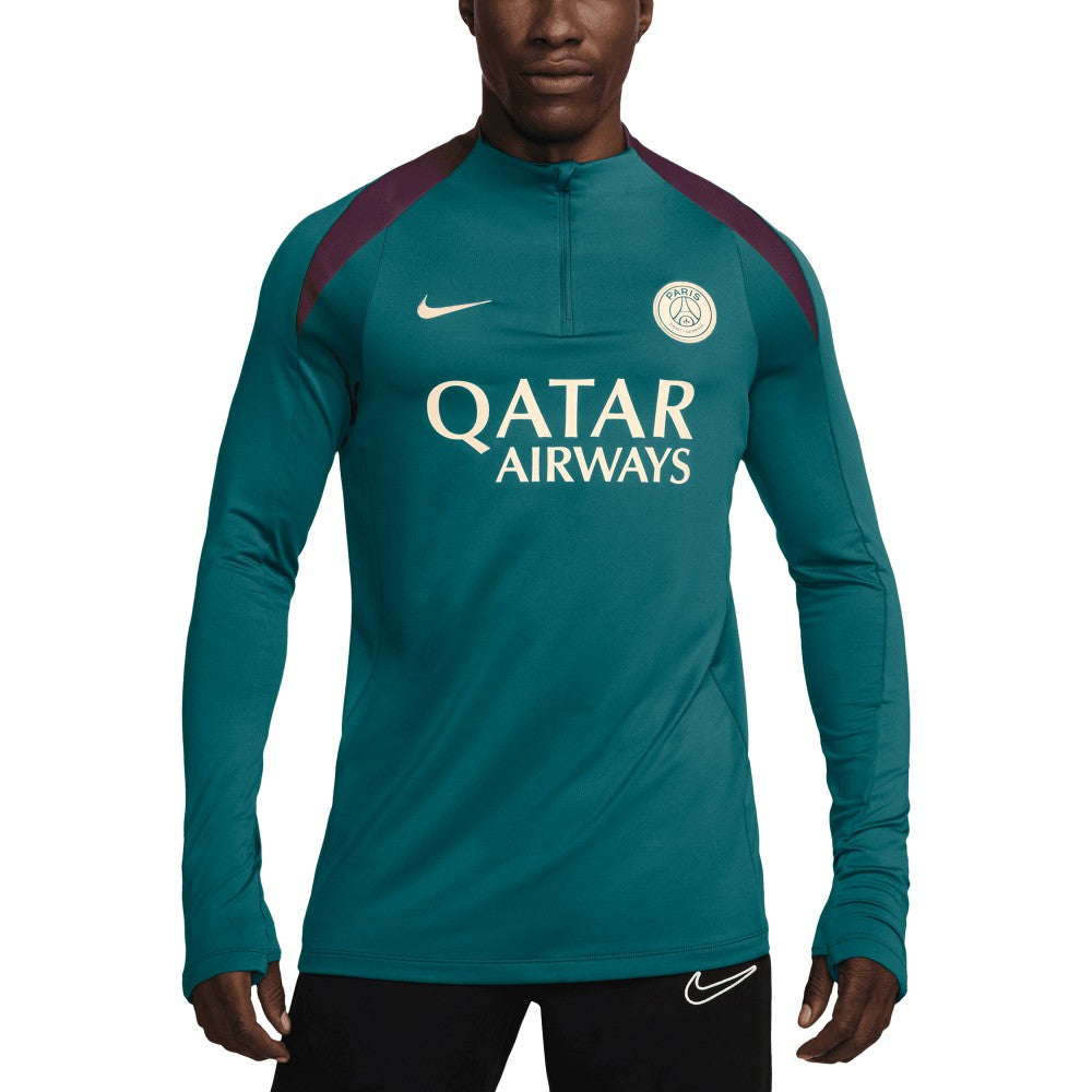 Paris Saint-Germain 2024/25 Strike Drill Performance Quarter-Zip Long Sleeve Top Teal - Nike