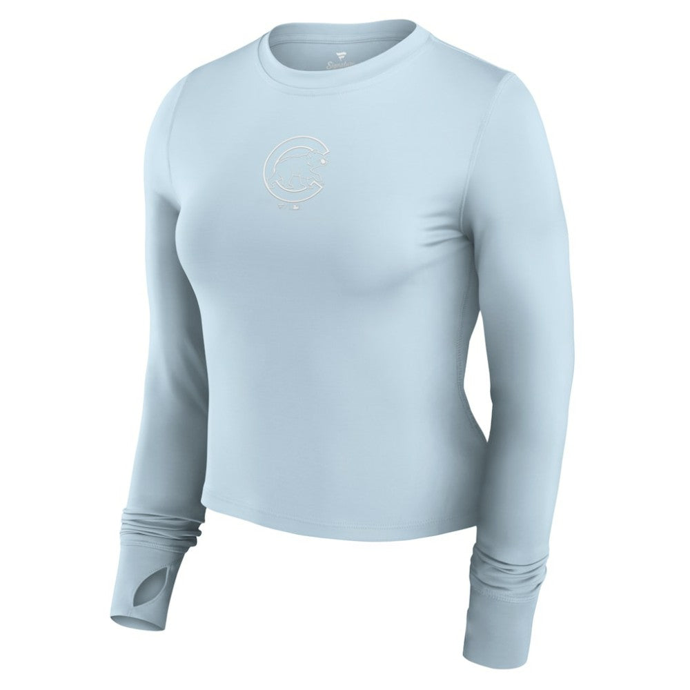 Chicago Cubs Fanatics Women's Studio Fitted Long Sleeve Gym Top  | MLB Discount