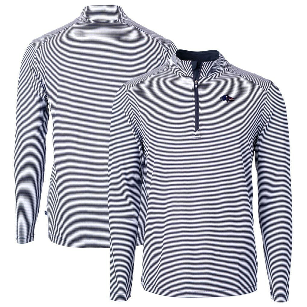 Baltimore Ravens  Cutter & Buck Virtue Eco Pique Micro Stripe Recycled Quarter-Zip Pullover Top