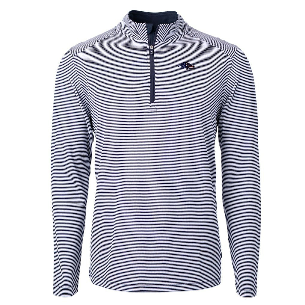 Baltimore Ravens  Cutter & Buck Virtue Eco Pique Micro Stripe Recycled Quarter-Zip Pullover Top
