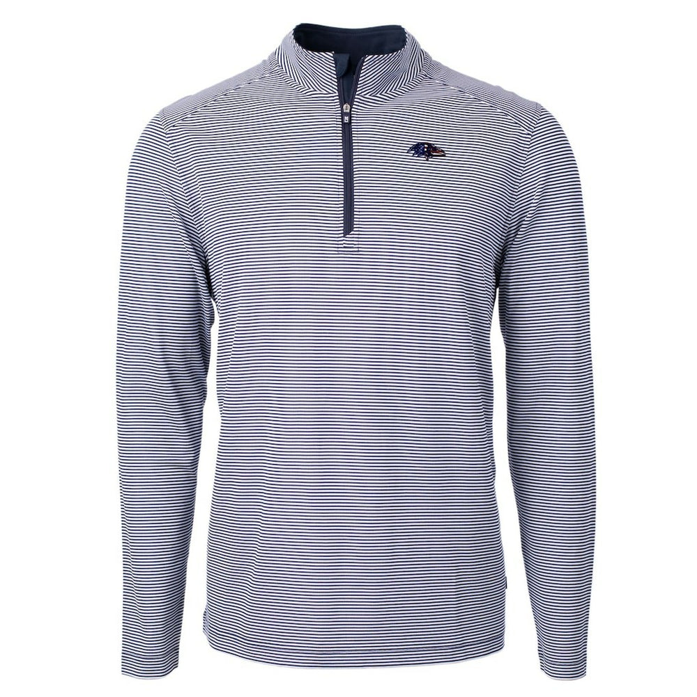 Baltimore Ravens  Cutter & Buck Virtue Eco Pique Micro Stripe Recycled Quarter-Zip Pullover Top