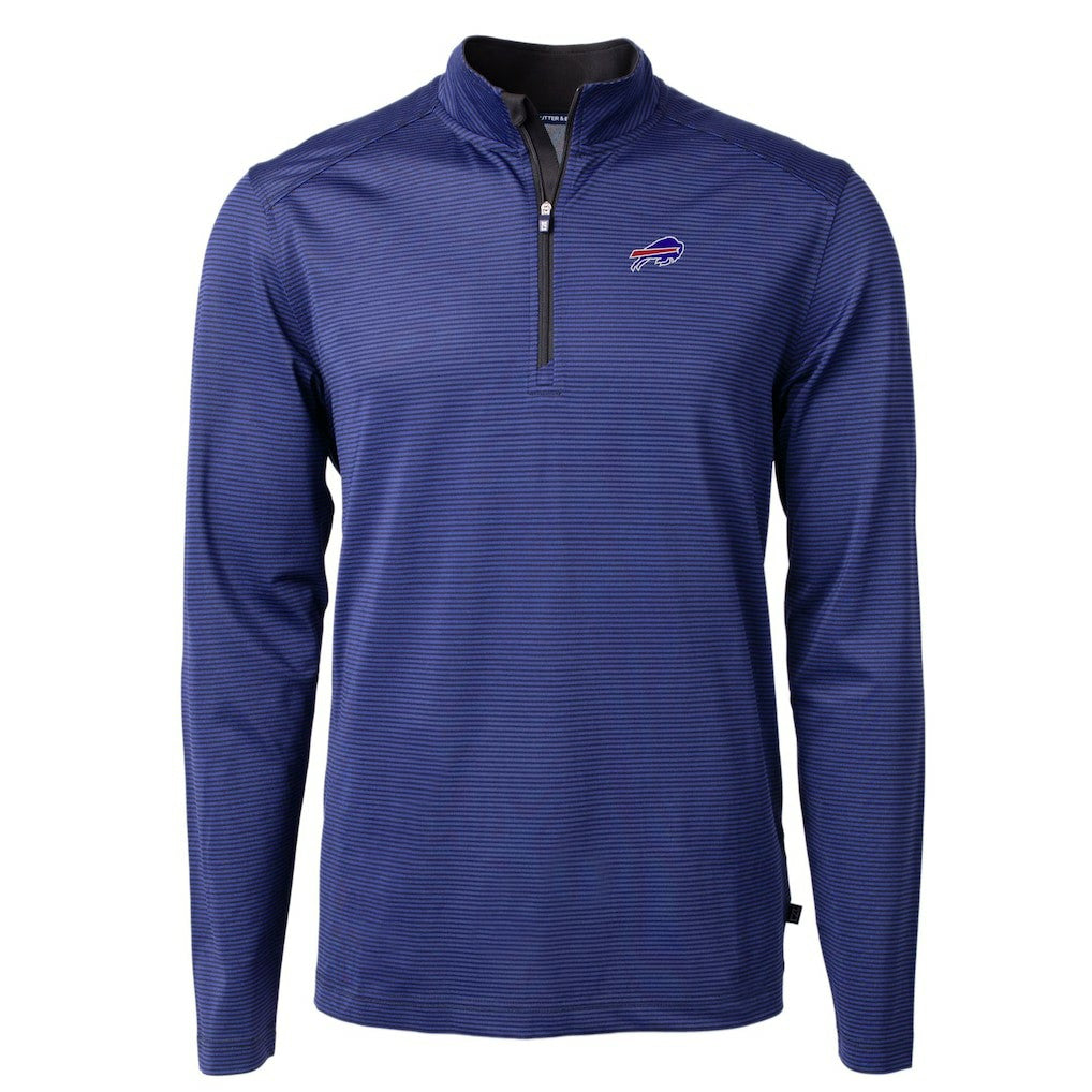 Buffalo Bills  Cutter & Buck Virtue Eco Pique Micro Stripe Recycled Quarter-Zip Pullover Top