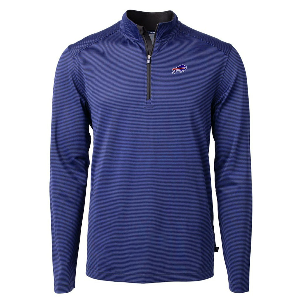 Buffalo Bills  Cutter & Buck Virtue Eco Pique Micro Stripe Recycled Quarter-Zip Pullover Top
