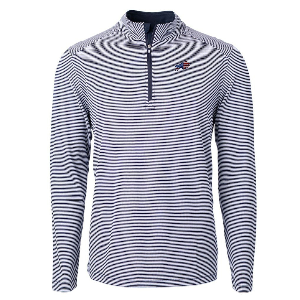 Buffalo Bills  Cutter & Buck Virtue Eco Pique Micro Stripe Recycled Quarter-Zip Pullover Top
