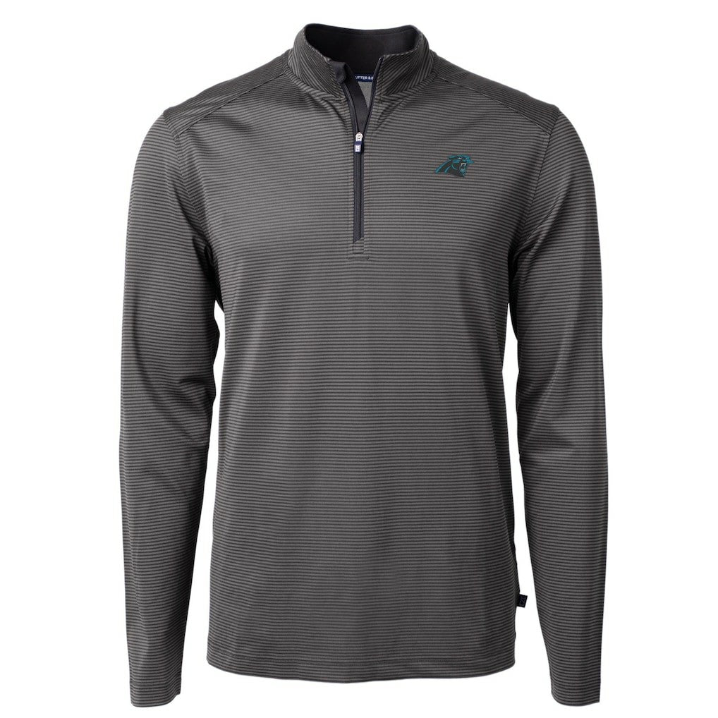 Carolina Panthers  Cutter & Buck Virtue Eco Pique Micro Stripe Recycled Quarter-Zip Pullover Top