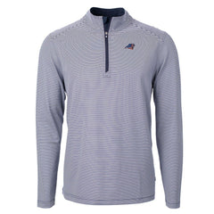 Carolina Panthers  Cutter & Buck Virtue Eco Pique Micro Stripe Recycled Quarter-Zip Pullover Top