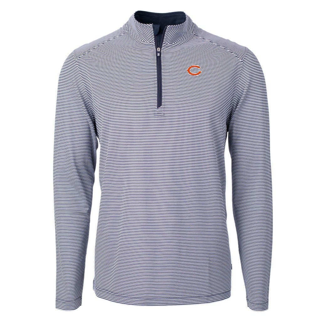 Chicago Bears  Cutter & Buck Virtue Eco Pique Micro Stripe Recycled Quarter-Zip Pullover Top