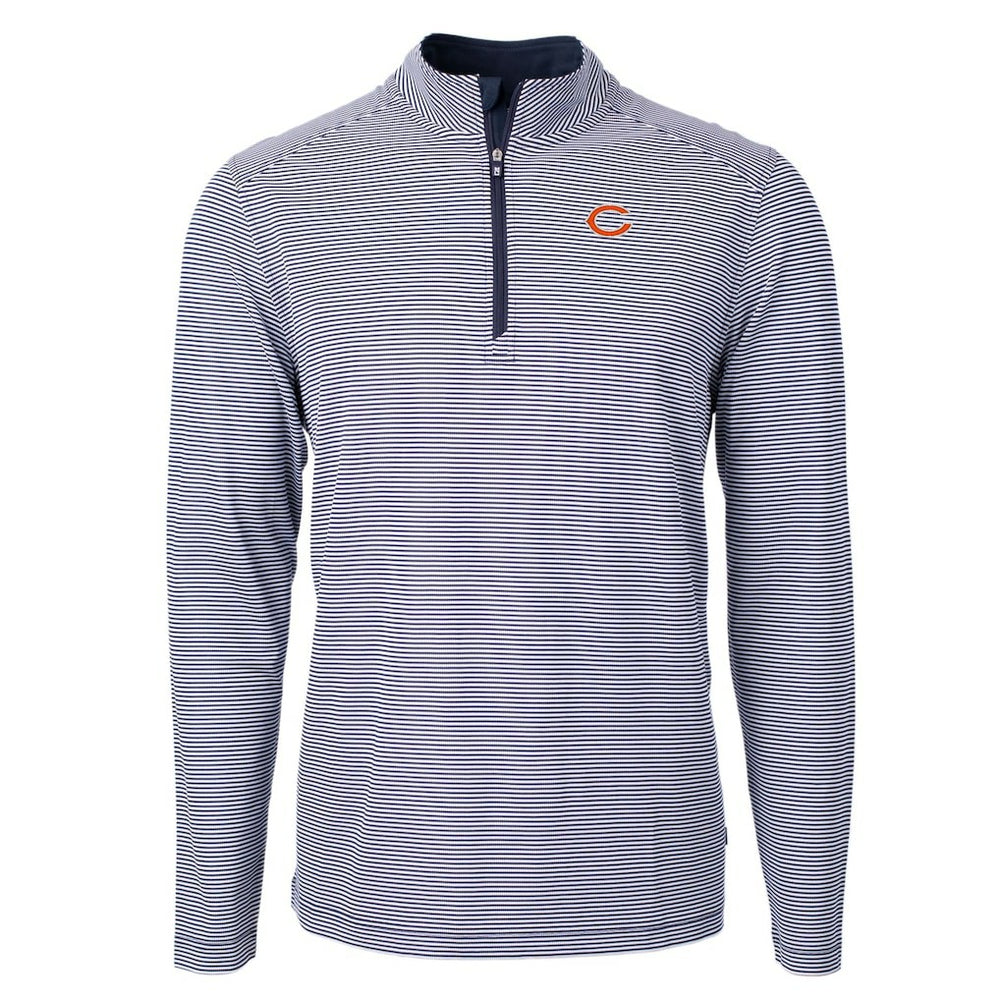 Chicago Bears  Cutter & Buck Virtue Eco Pique Micro Stripe Recycled Quarter-Zip Pullover Top