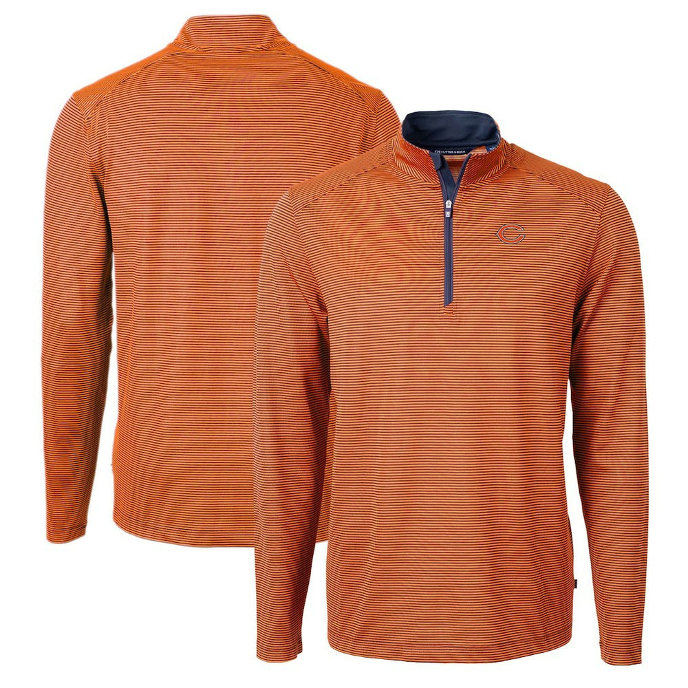 Chicago Bears  Cutter & Buck Virtue Eco Pique Micro Stripe Recycled Quarter-Zip Pullover Top