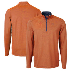Chicago Bears  Cutter & Buck Virtue Eco Pique Micro Stripe Recycled Quarter-Zip Pullover Top