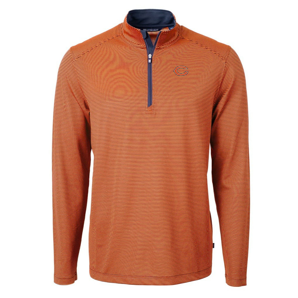 Chicago Bears  Cutter & Buck Virtue Eco Pique Micro Stripe Recycled Quarter-Zip Pullover Top
