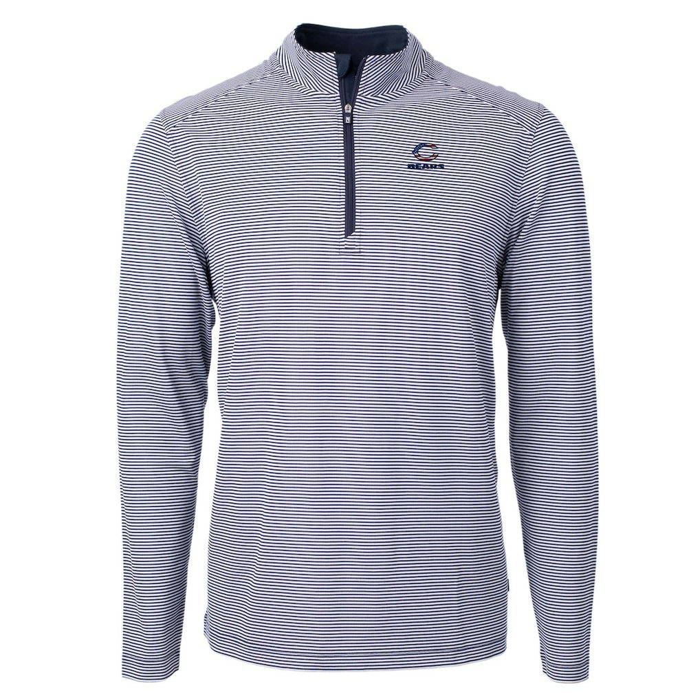Chicago Bears  Cutter & Buck Virtue Eco Pique Micro Stripe Recycled Quarter-Zip Pullover Top