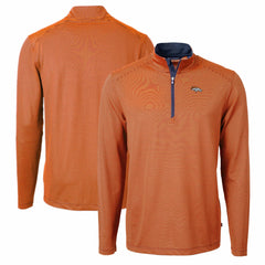 Denver Broncos  Cutter & Buck Virtue Eco Pique Micro Stripe Recycled Quarter-Zip Pullover Top
