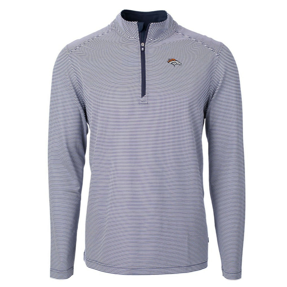 Denver Broncos  Cutter & Buck Virtue Eco Pique Micro Stripe Recycled Quarter-Zip Pullover Top