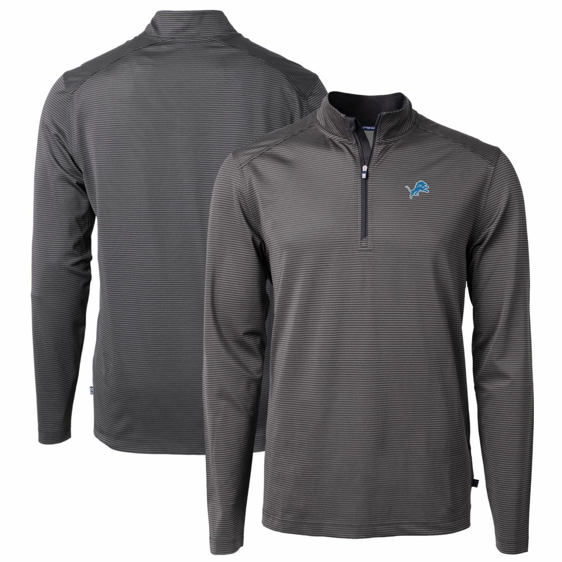 Detroit Lions  Cutter & Buck Virtue Eco Pique Micro Stripe Recycled Quarter-Zip Pullover Top