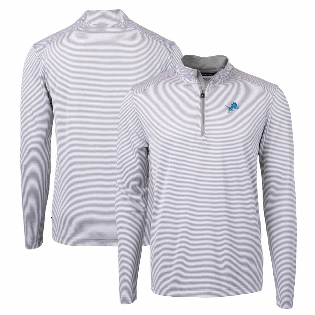 Detroit Lions  Cutter & Buck Virtue Eco Pique Micro Stripe Recycled Quarter-Zip Pullover Top