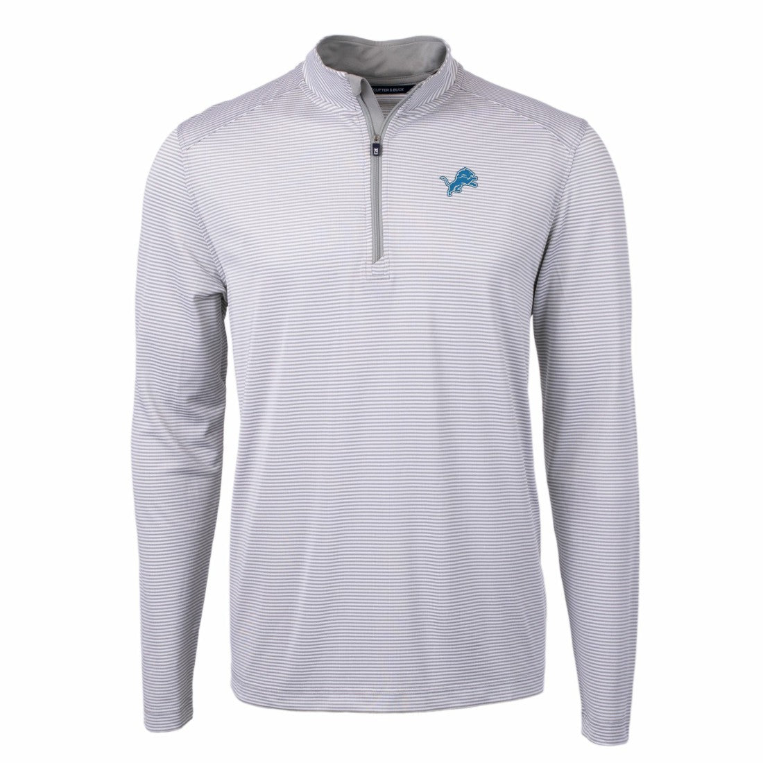 Detroit Lions  Cutter & Buck Virtue Eco Pique Micro Stripe Recycled Quarter-Zip Pullover Top