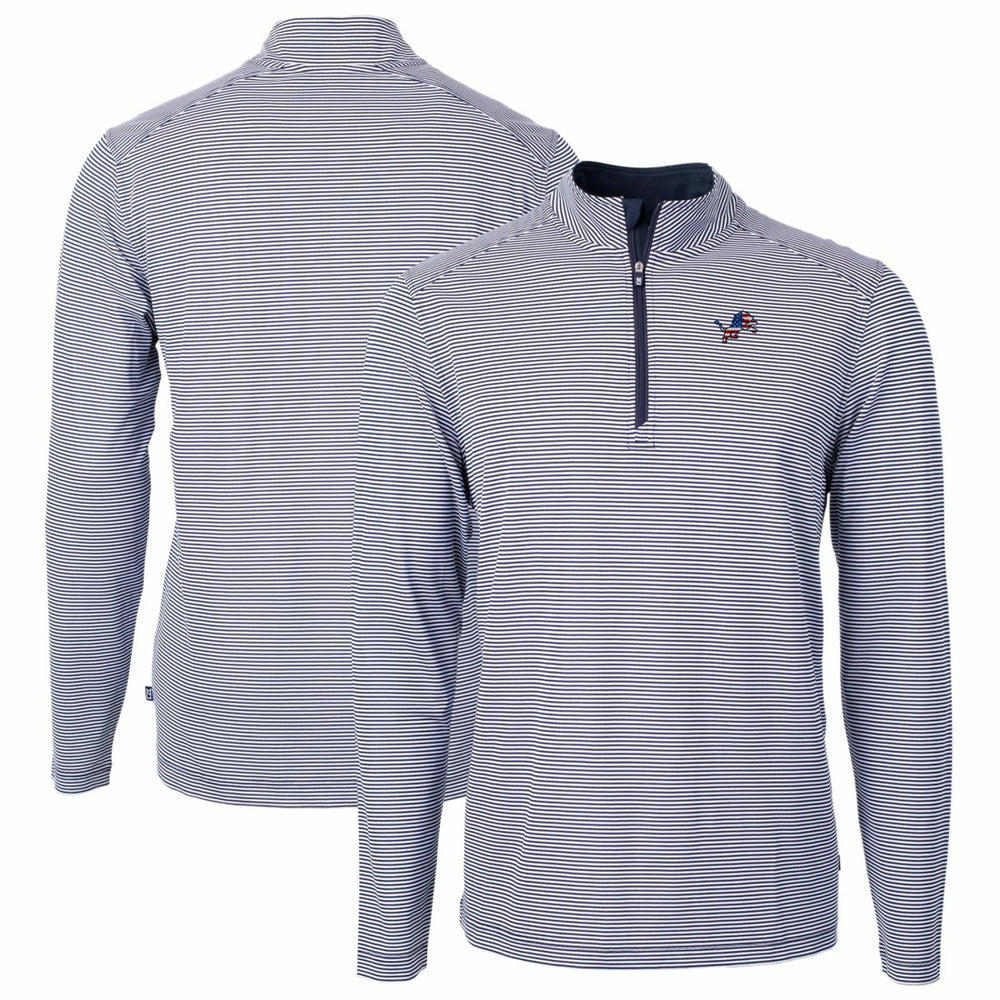 Detroit Lions  Cutter & Buck Virtue Eco Pique Micro Stripe Recycled Quarter-Zip Pullover Top