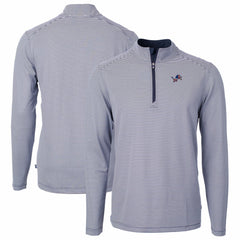 Detroit Lions  Cutter & Buck Virtue Eco Pique Micro Stripe Recycled Quarter-Zip Pullover Top