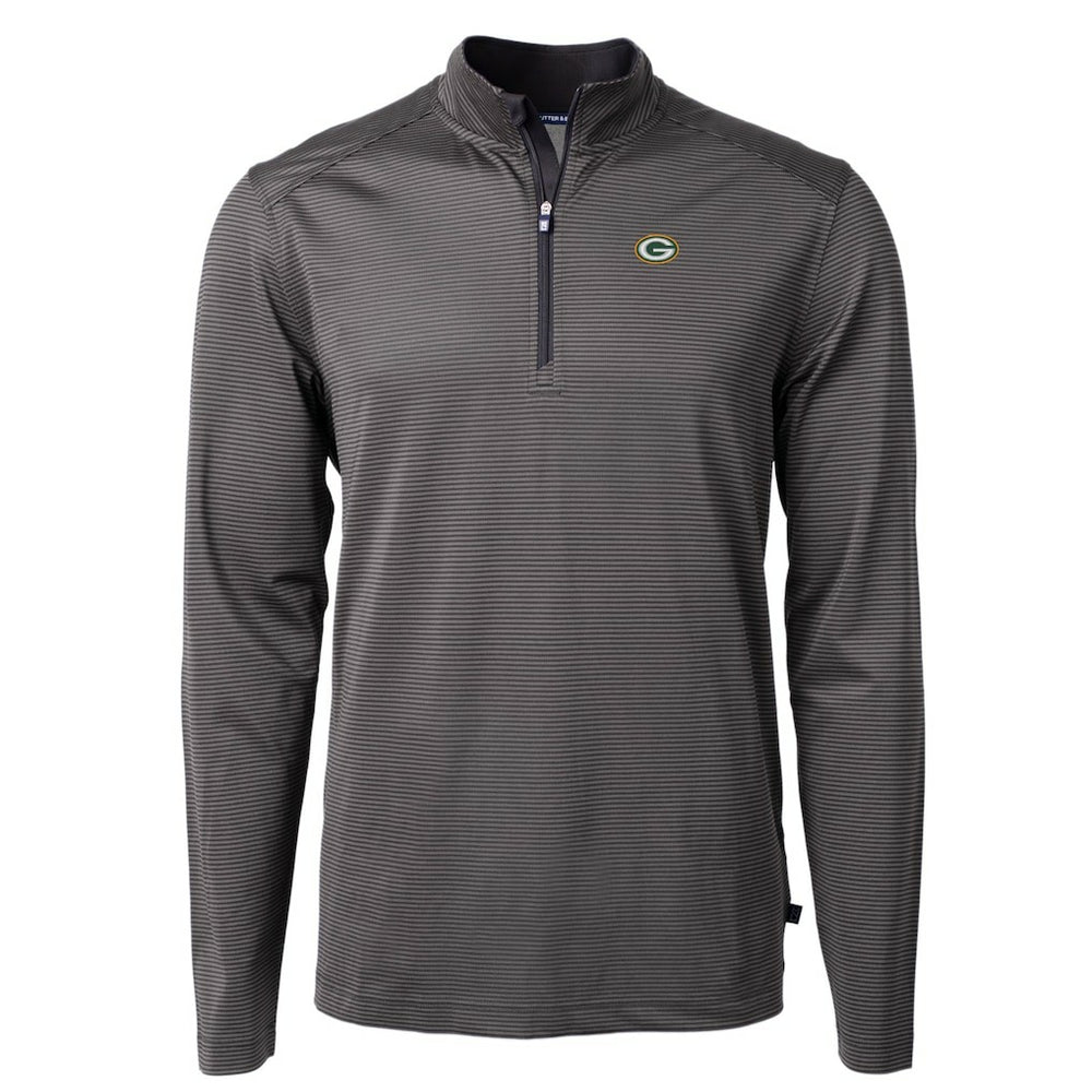 Green Bay Packers  Cutter & Buck Virtue Eco Pique Micro Stripe Recycled Quarter-Zip Pullover Top