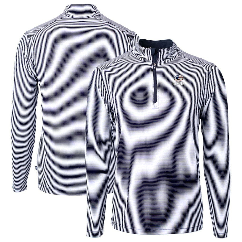 Green Bay Packers  Cutter & Buck Virtue Eco Pique Micro Stripe Recycled Quarter-Zip Pullover Top