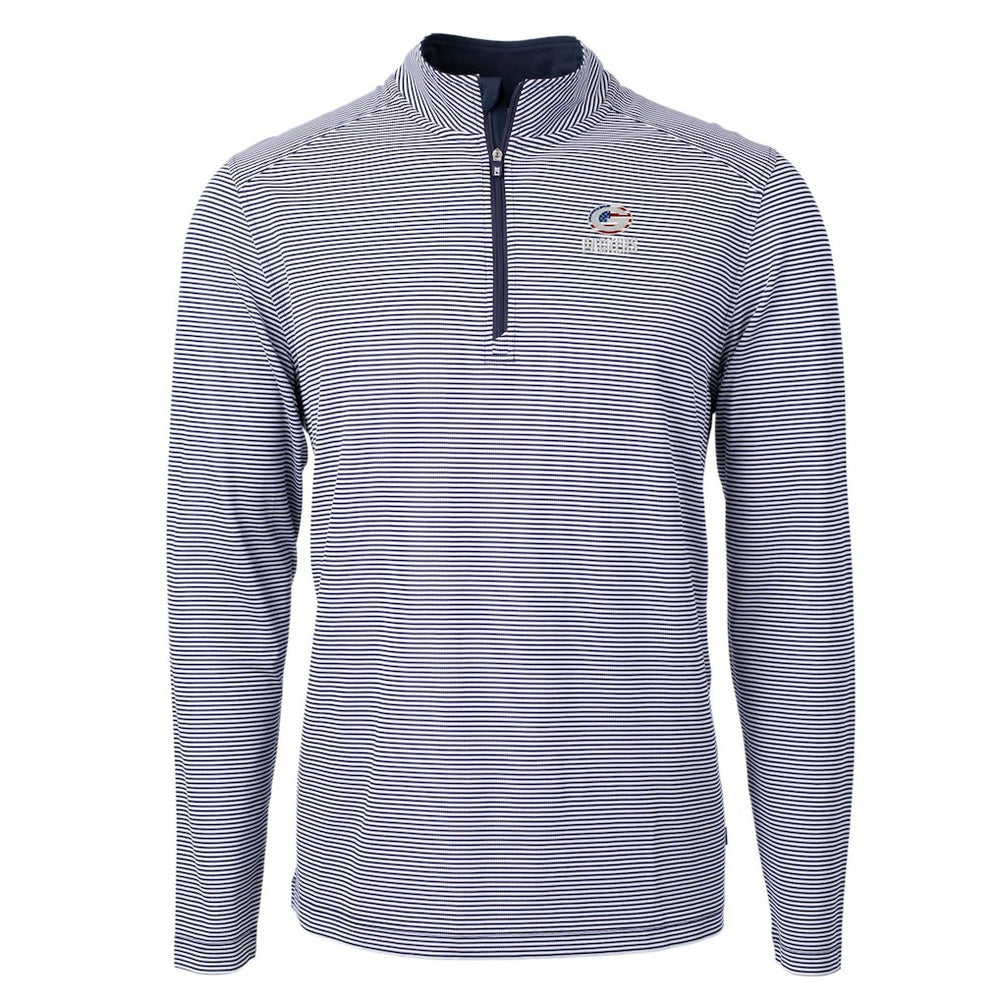 Green Bay Packers  Cutter & Buck Virtue Eco Pique Micro Stripe Recycled Quarter-Zip Pullover Top