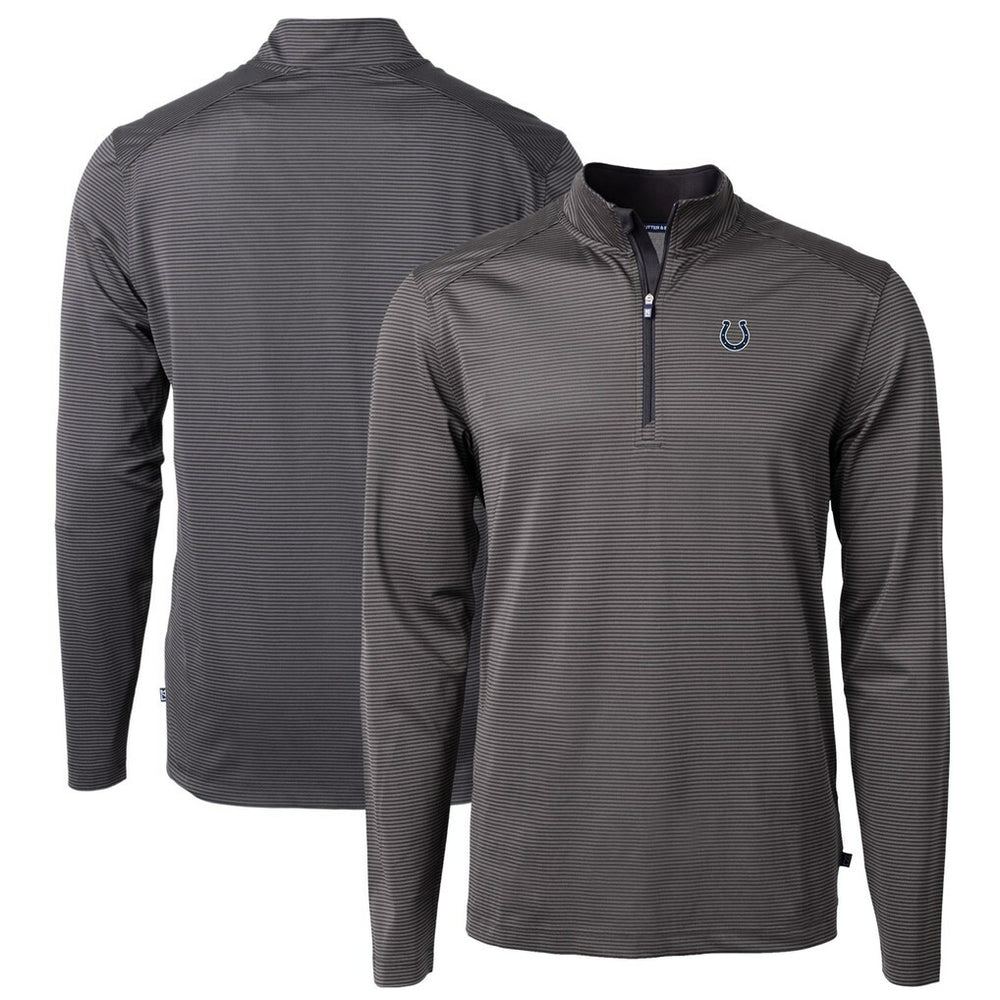 Indianapolis Colts  Cutter & Buck Virtue Eco Pique Micro Stripe Recycled Quarter-Zip Pullover Top