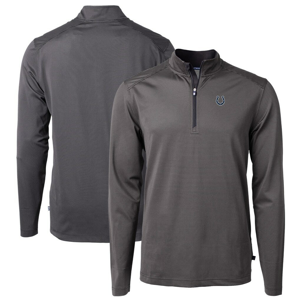 Indianapolis Colts  Cutter & Buck Virtue Eco Pique Micro Stripe Recycled Quarter-Zip Pullover Top