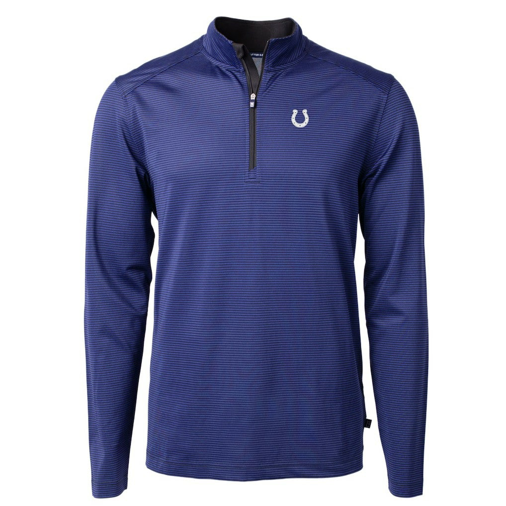 Indianapolis Colts  Cutter & Buck Virtue Eco Pique Micro Stripe Recycled Quarter-Zip Pullover Top
