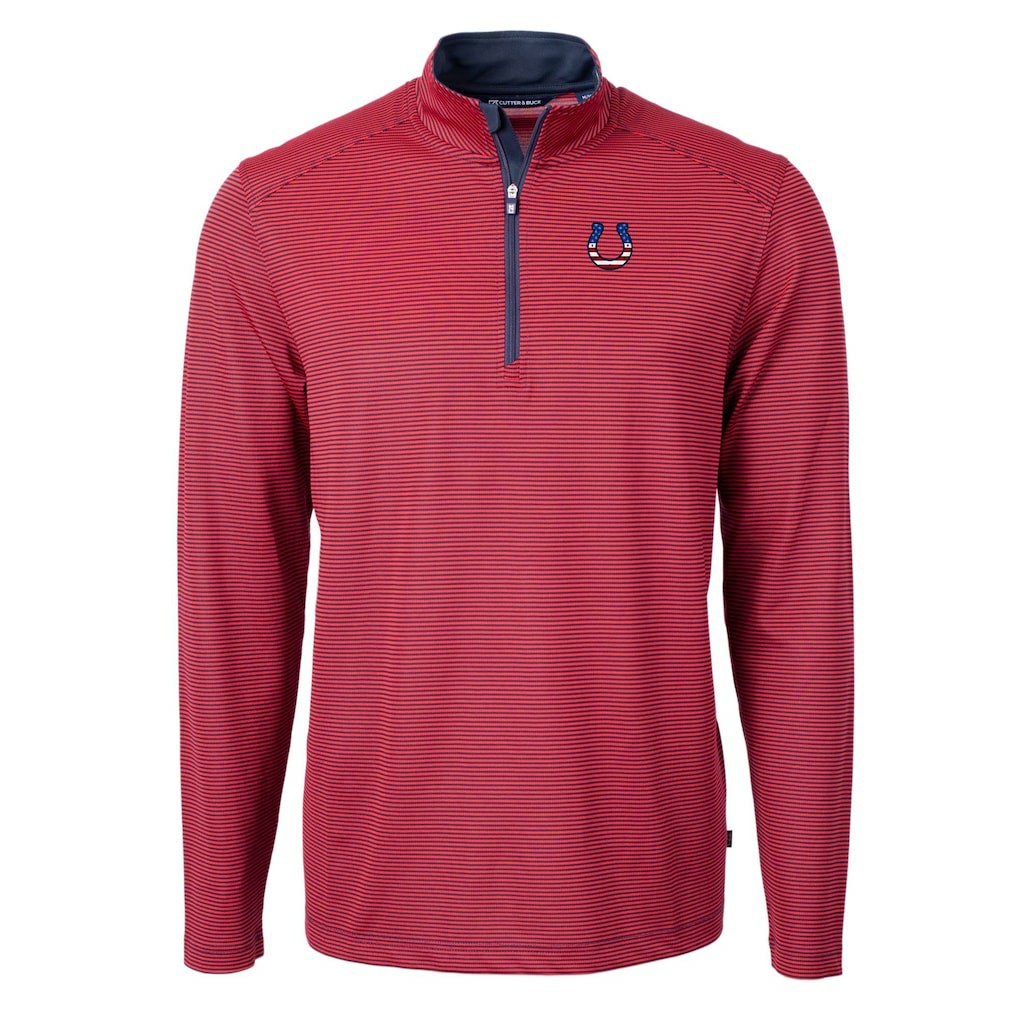 Indianapolis Colts  Cutter & Buck Virtue Eco Pique Micro Stripe Recycled Quarter-Zip Pullover Top