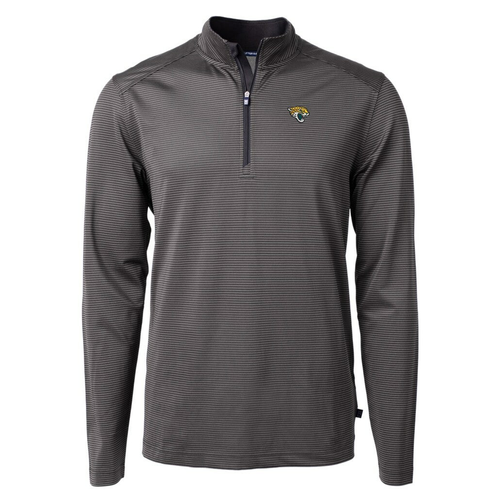Jacksonville Jaguars  Cutter & Buck Virtue Eco Pique Micro Stripe Recycled Quarter-Zip Pullover Top
