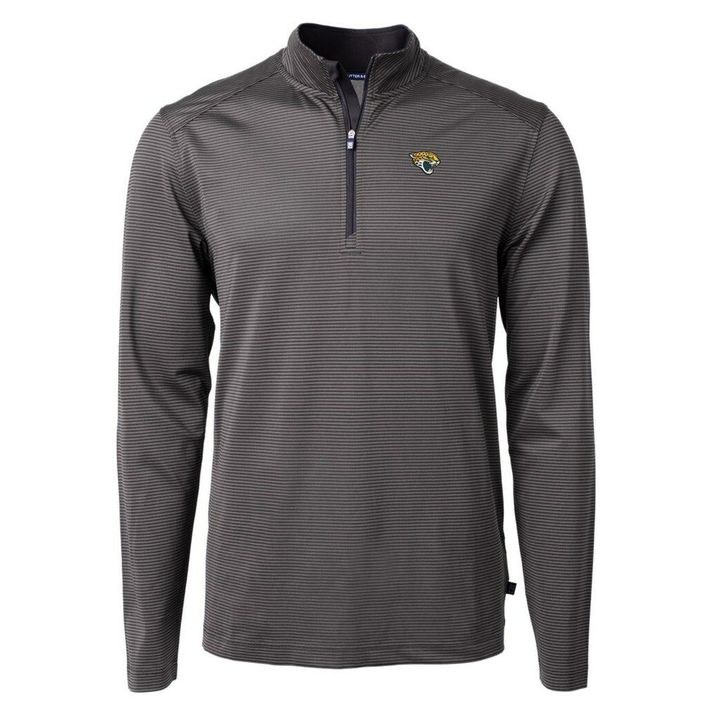Jacksonville Jaguars  Cutter & Buck Virtue Eco Pique Micro Stripe Recycled Quarter-Zip Pullover Top