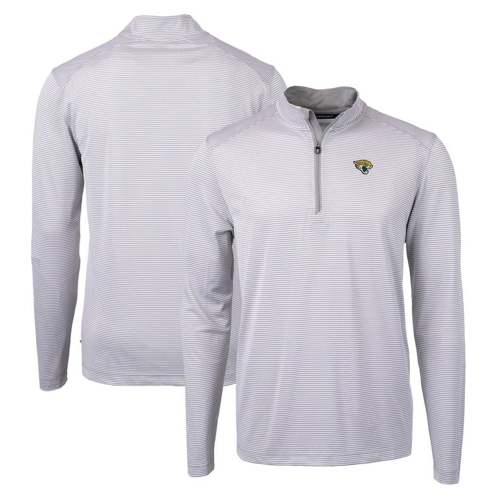 Jacksonville Jaguars  Cutter & Buck Virtue Eco Pique Micro Stripe Recycled Quarter-Zip Pullover Top