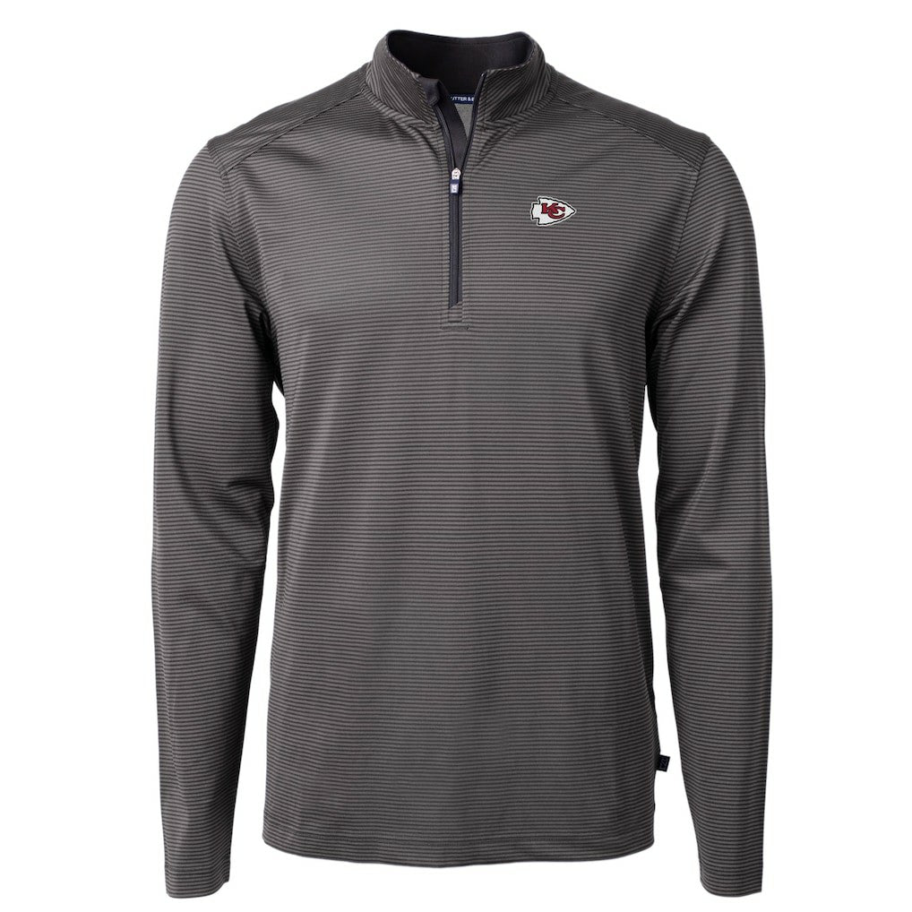 Kansas City Chiefs  Cutter & Buck Virtue Eco Pique Micro Stripe Recycled Quarter-Zip Pullover Top