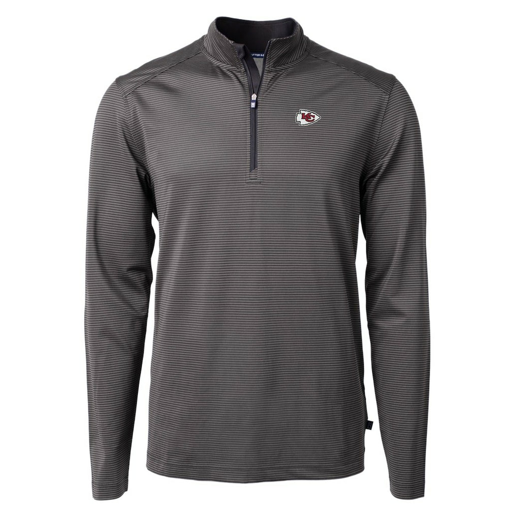 Kansas City Chiefs  Cutter & Buck Virtue Eco Pique Micro Stripe Recycled Quarter-Zip Pullover Top
