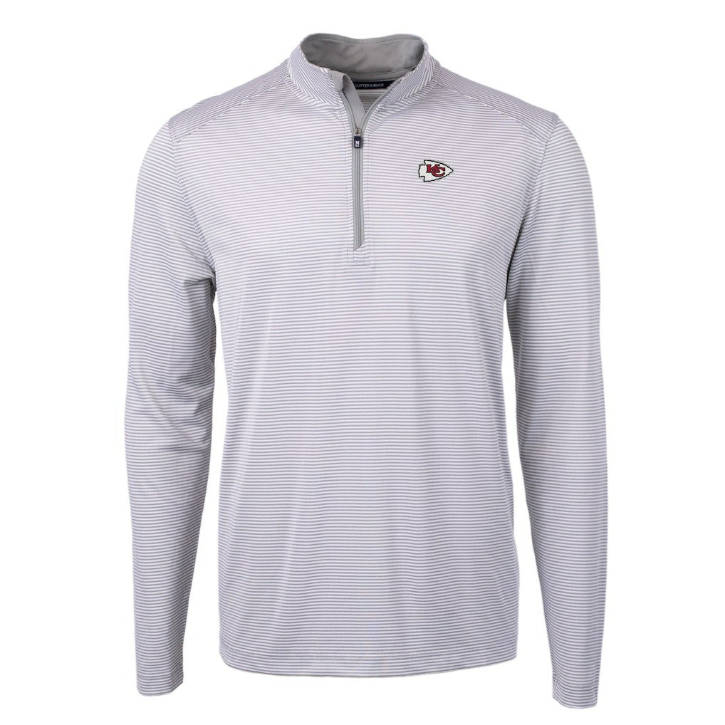 Kansas City Chiefs  Cutter & Buck Virtue Eco Pique Micro Stripe Recycled Quarter-Zip Pullover Top